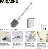Escobilla de inodoro de silicona para baño, con soporte montado en la pared, con mango largo antideslizante, secado, cepillos profesionales de limpieza profunda para baño (negro) - details 2