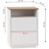 Mesa de Noche Bob 2 Estructura de Madera Blanca/Roble 45cm de Ancho 35cm de Profundidad - details 2