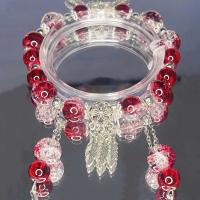 Pulsera de Cruz de Pluma de Cristal Rojo Estilo Chino Cadena de Cuentas Elástica Vintage para Niñas Mujeres Joyería Regalos - details 3