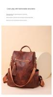 Mochila antirobo para Viajes de Ocio de Mujeres, mochila de viaje de Cuero Blanda Pu de Mujeres, Bolsa simple de gran capacidad - details 6