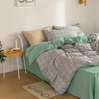 Juego de funda nórdica a cuadros japoneses, sábanas de alta calidad y respetuosas con la piel, juego de cama doble individual. - details 11