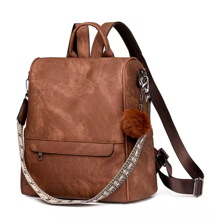 Mochila de Cuero de pu antirobo para Mujer, bolso de mano informal, bolso de viaje, bandolera - 1