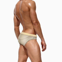 Jessborn-Calzoncillos de baño para hombre, bañador profesional de color sólido, sexy, a la moda, para playa - details 2