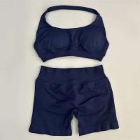 Conjunto de pantalones cortos de entrenamiento de impacto de yoga sin costuras, sujetador deportivo camisola, pantalones cortos, ropa Fiess, gimnasio Tre, 2 piezas. - details 21
