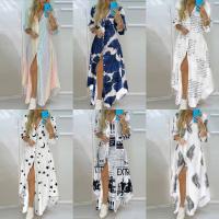 Ropa de mujer europea y americana temperamento impresión de un solo pecho dividido camisa vestido 661 - details 2