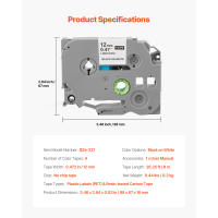 SucceBuy Cinta para hacer etiquetas, paquete de 4, 0.47 pulgadas/12 mm, negro sobre blanco, compatible con múltiples etiquetadoras Brother P-Touch, resistente y confiable, reemplazo adecuado para Letra Tag TZe-231 - details 5