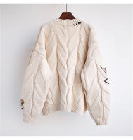 Cárdigan de punto cálido para mujer, chaqueta bordada con bolsillos, abrigo holgado, otoño e invierno, 2023 - details 1