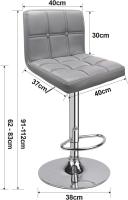 Taburetes de Cocina de Altura Ajustable Diseño de Resalto con Espalda Tejidos en Cuero de Imitación - details 15