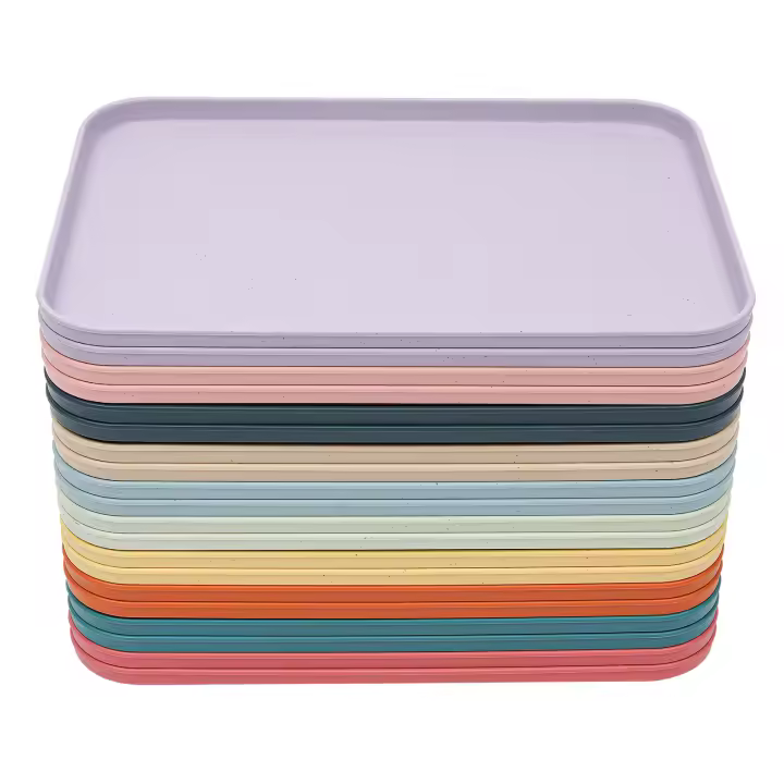20 bandejas para servir, 10 colores, de plástico, 31x22 cm, bandejas rectangulares, antideslizantes - 1