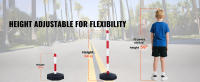 SucceBuy Conos de poste delimitadores de tráfico ajustables, paquete de 4, barrera delimitadora de seguridad vial con base rellenable, cadena de 8 pies para control de tráfico, estacionamiento, construcción, precaución vial, rojo y blanco - details 0