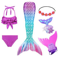 Traje de baño de cola de sirena con monoaleta para niña, vestido de princesa, Bikini, traje de baño para nadar - details 24