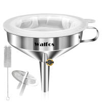 Cuchara Walfos de acero inoxidable 3 piezas con filtros desmontables y cepillo de limpieza ideal para transferir líquidos aceites jams ingredientes secos y polvo utensilio de cocina especializado - details 0