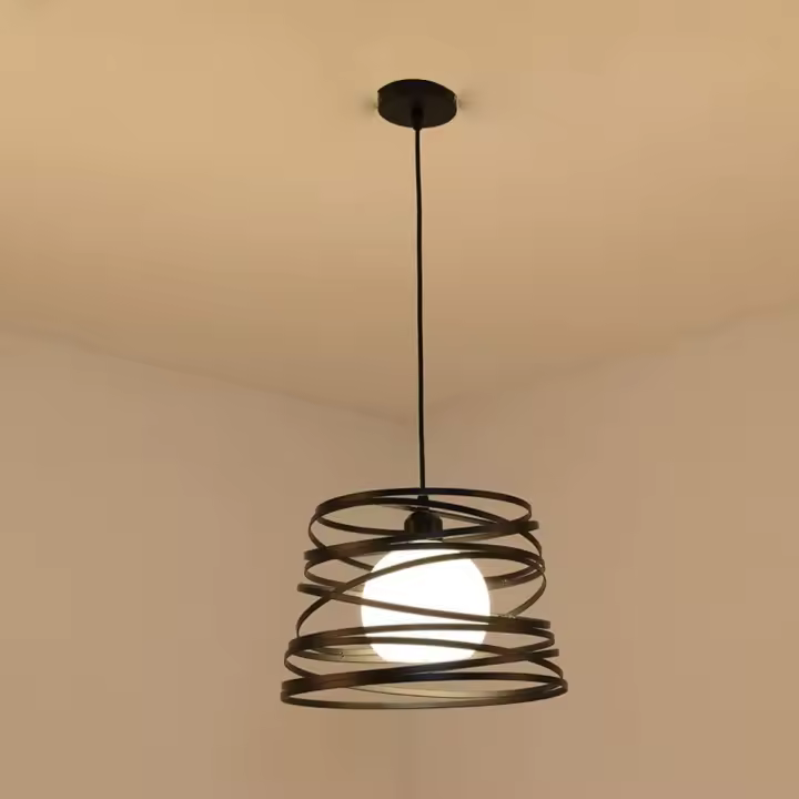 Goeco Lámpara Colgante de Espiral Metálica Vintage Iluminación Interior para Techo Cable de 1,2m - 1