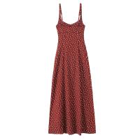 PB & ZA 2025, vestido informal con estampado de lunares rojos y tirantes con abertura, falda larga, novedad de verano, ropa para mujer - details 2