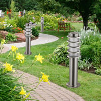 Luces de jardín E27 para exteriores, lámpara acrílica moderna de acero inoxidable para sombra de césped, luz LED de paisaje para AC85-265V de patio de jardín - details 0