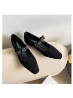 Zapatos Mary Jane de estilo coreano con estampado de leopardo, cabeza cuadrada pequeña, estilo temperamento 2025, con tiras de diamantes y boca baja para mujer - details 8