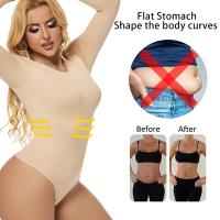 Faja moldeadora de cuerpo completo para mujer, ropa moldeadora de manga larga con cuello redondo, Body transpirable adelgazante, corsé entrenador de cintura con Control de barriga sin costuras - details 2