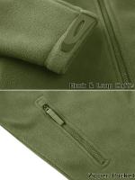 Full Zip Up Green Fleece Jacket Thermal Warm Work Coats Mens Zipper Pockets Jacket Hiking Training Outwear Windbreaker - details 12