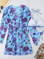 Microbikini de 3 piezas para mujer, traje de baño estampado, conjunto de Bikini Sexy, ropa de playa, Bikini estampado 2024 - details 14