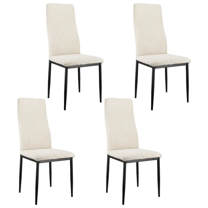 Pack 4 Silla comedor - Respaldo alto de diseño ergonómico - Silla con pata de metal - Beige - 1