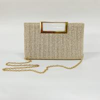 Elegante bolso de mano tejido beige y dorado para mujer: bolso de noche elegante con correa desmontable, perfecto para fiestas, eventos musicales y celebraciones del Ramadán - details 3