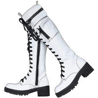 Botas de cuero con cremallera lateral para mujer, botines de tacón bajo a la moda, parte inferior gruesa con cordones, novedad de invierno de 2025 - details 20