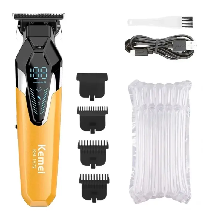 Cortadoras de pelo Kemei, cortadoras de pelo eléctricas, máquina de corte de pelo recargable profesional, recortadora de barba inalámbrica con cuchilla en T sin espacios - 1