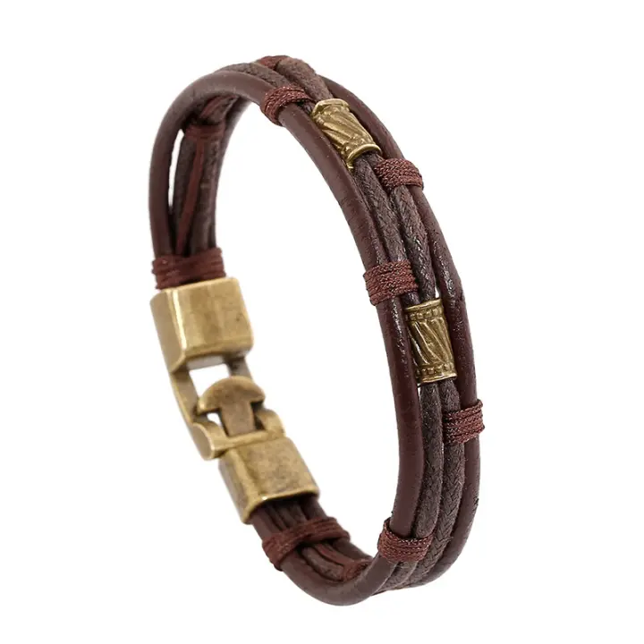 Brazalete de cuero Autentico Tejido, Estilo Vintage Occidental individual, Regalos para hombre - 1