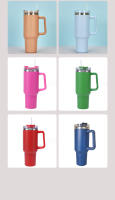 Termo de acero inoxidable de 40 oz, gran capacidad, portátil, para exteriores, con asa para coche, con pajita, para helado. - details 11