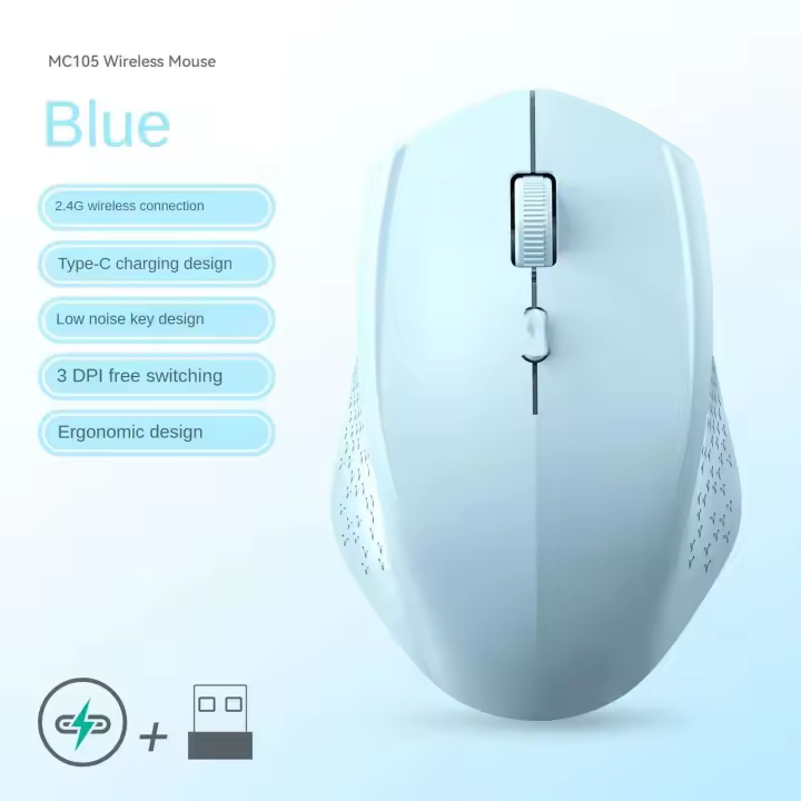 Ratón Inalámbrico Bluetooth 5.2 Modo Doble, Silencioso, Recargable, Juego, 1600Dpi - 1