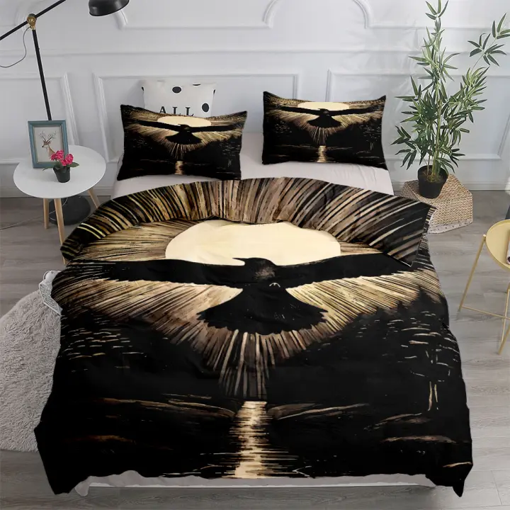 Dusk Raven Poe Juego de funda nórdica King Queen Doble Completo Twin Juego de ropa de cama de tamaño individual - 1