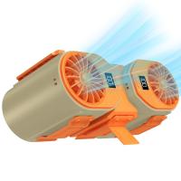 Ventilador inalámbrico de doble salida dividido 2 en 1 para colgar en la cintura, ventilador portátil de viento de cinco engranajes, 10000mAh, ABS, ventilador de cintura colgante para senderismo - details 11