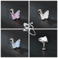 ZS 1 pieza 16G Piercing de labio Labret de acero inoxidable para mujeres y niñas, colorido, con forma de luna y mariposa, para cartílago, tragus y hélice, 8MM - details 4