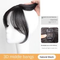 Pelucas con flequillo de parte media, extensión de cabello Invisible con flecos falsos, cabello Natural, postizos con Clip negro - details 10