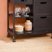 Carro de Almacenamiento Mueble Auxiliar Cocina Carrito de Servir con 3 Cajones 2 Estantes y 1 Bandeja Extraíble Negro - details 4