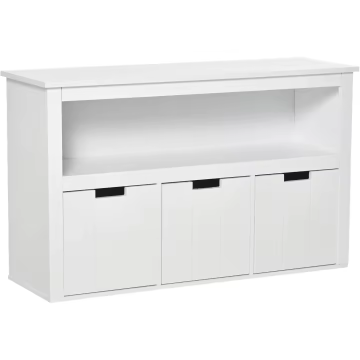 3 Cajones Extraíbles Estantes Abiertos Libros Juguetes Auxiliar Almacenamiento Dormitorio 102x33x615 cm Blanco - 1