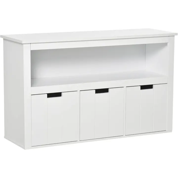 3 Cajones Extraíbles Estantes Abiertos Libros Juguetes Auxiliar Almacenamiento Dormitorio 102x33x615 cm Blanco - 1