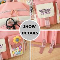 Mochila escolar Kawaii para niños y niñas, bolsa para ordenador portátil, para estudiantes, 5 piezas, 2023 - details 2