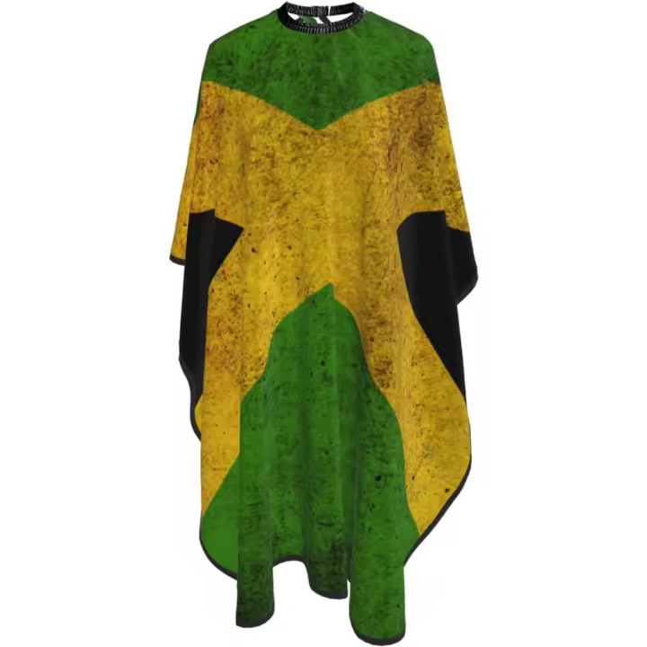 Capa de peluquero vintage con bandera de Jamaica - Capa de corte de pelo impermeable para peluquería profesional con cierre a presión ajustable - Delantal de corte de pelo para estilista y uso doméstico - 55''X66'' - 1