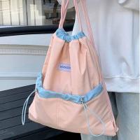 Mochilas con cordón de estilo coreano, diseño de nicho de Color en contraste, bolso de nailon suave ligero, bolso de hombro de gran capacidad de Color sólido - details 21