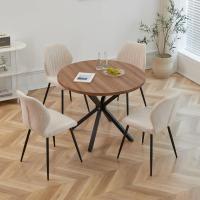 Mesa de Comedor Redonda con Tapa Moderna con Efecto Mármol, Mesa de Comedor de Cocina con Cuatro Patas de Metal, para Comedor, Sala de Estar,Blanco+GDL - details 8