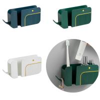 Caja de almacenamiento de plástico para Control remoto, montado en la pared para estante de almacenamiento 2 en 1 teléfono móvil, multiusos, ahorro de espacio, soporte de almacenamiento de restos - details 2
