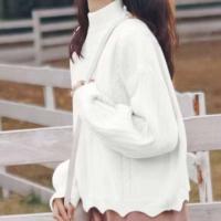 Suéter casual de cachemira de manga larga para mujer con diseño de jacquard retorcido con dobladillo irregular, estilo corto multifuncional de otoño - details 8