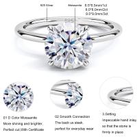 Anillo de Moissanita de Alta Calidad para Mujeres en Oro Amarillo/Blanco 9mm Corte Redondo D/VVS1 Anillo Solitario para Compromiso y Boda - details 2