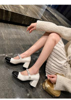 Nuevo francés Xiaoxiangfeng tacón grueso Mary Jane temperamento versátil color coincidencia de zapatos individuales de tacón alto - details 28