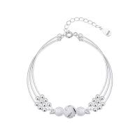 Pulsera 925 plata cuentas para mujer, brazalete bola suerte ajustable, hueco lujo, regalo boda - details 6