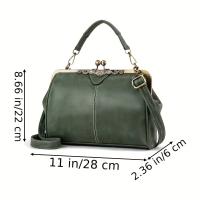 Bolso Cruzado Retro Chic para Mujer Cuero Sintético de Alta Calidad, Correa Desmontable, Color Sólido, Lining de Poliéster, Estilo Motocicleta - details 2