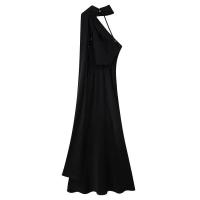 BUNO-Vestido de fiesta con cuello Halter y cinta de satén para mujer, vestidos elegantes sin espalda y hombros descubiertos, batas lisas para primavera 2025 - details 31