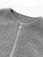 Chaqueta Bomber Suave de Moda para Mujer Otoño-Invierno 2024 Cuello Redondo Retro Manga Larga Chaqueta Elástica con Cremallera - details 5