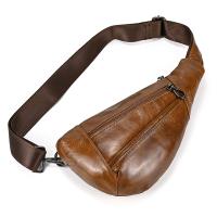 Bolso de pecho de cuero de vaca suave para hombres, paquete de pecho de cuero genuino, bandolera pequeña, bolso antirrobo, café - details 7